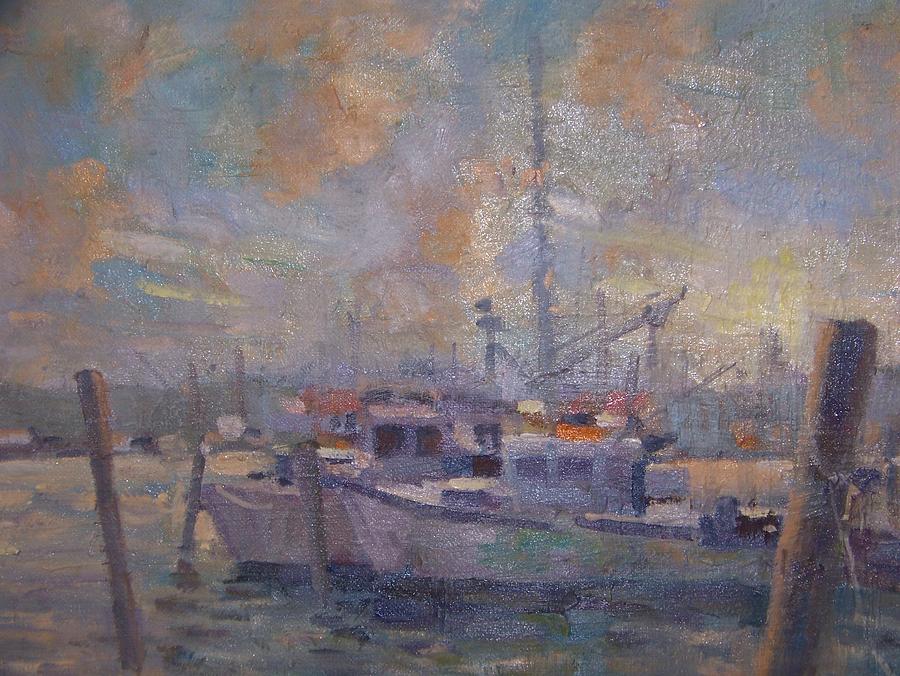 Hampton boats Painting by Bart DeCeglie