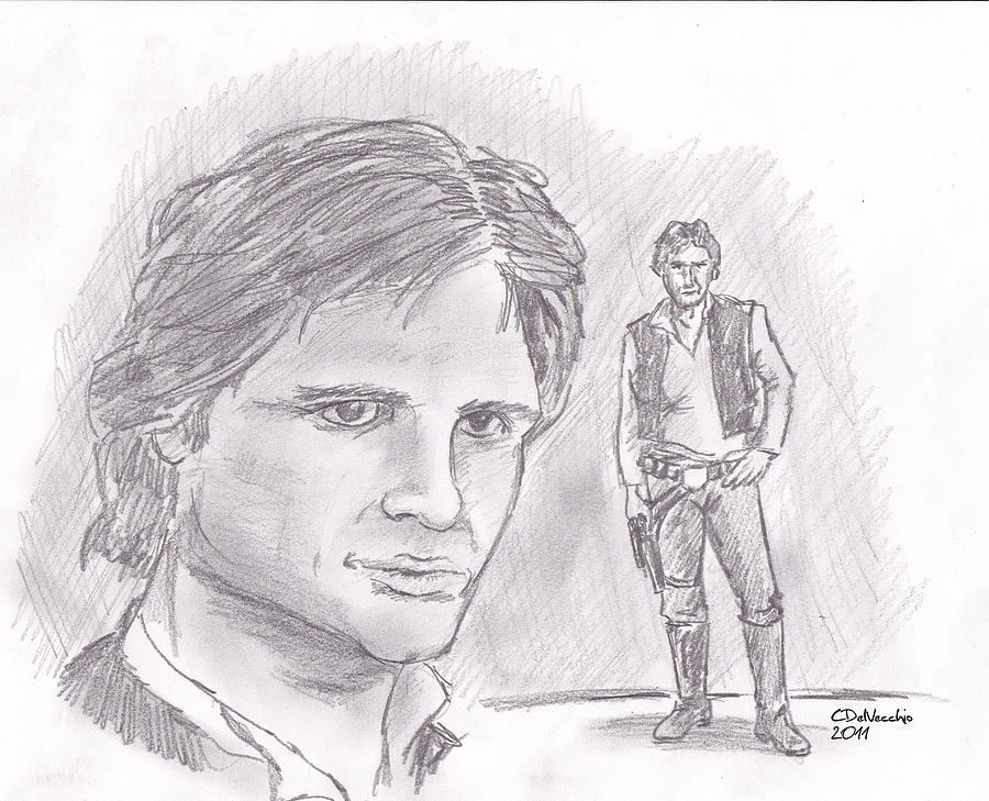 Han Solo -Space Pirate Drawing by Chris DelVecchio