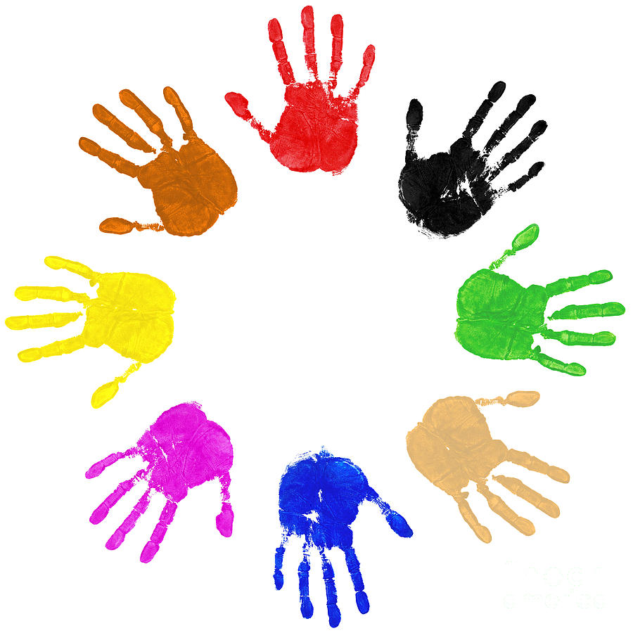 colorful hands in circle