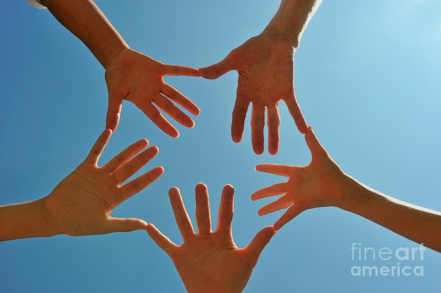 Hands in circle palms upward Photograph by Sami Sarkis