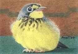Happy Birdie - ACEO Drawing by Ana Tirolese