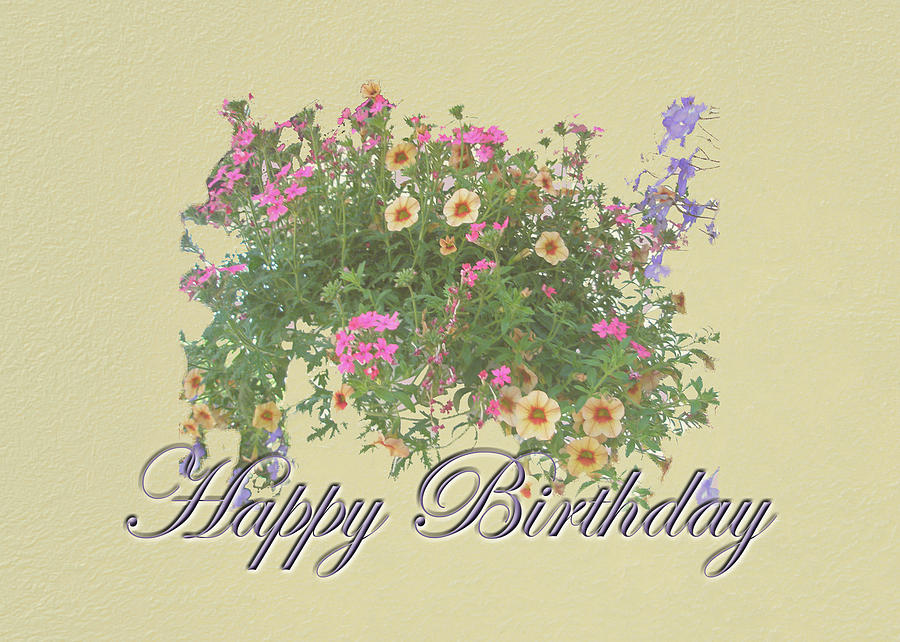 Happy Birthday Card - Hanging Basket Photograph