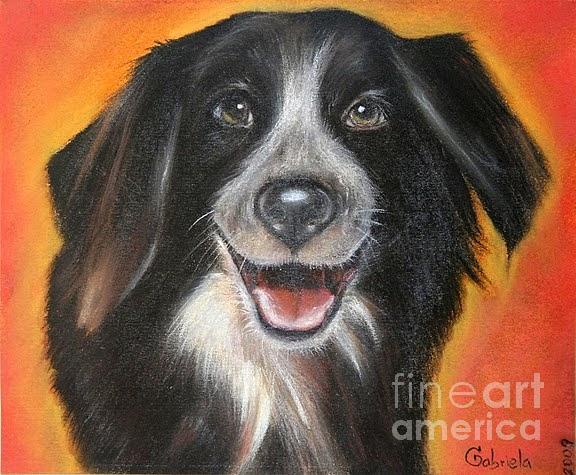 Dog Portraits Pastel - Happy Dog by Gabriela Valencia