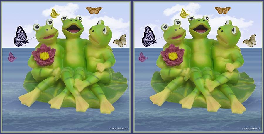 Happy Frogs - Gently cross your eyes and focus on the middle image Photograph by Brian Wallace