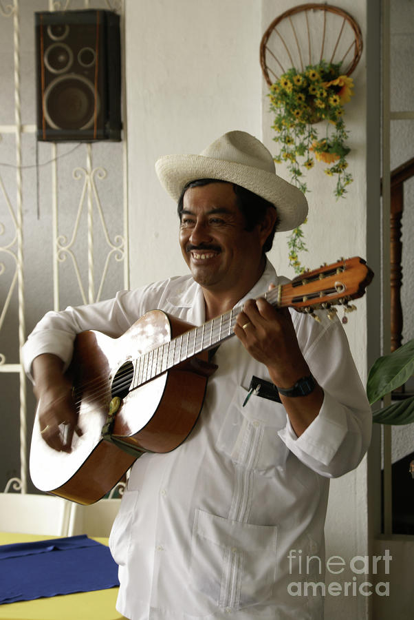 Musician Photograph - HAPPY GUITAR PLAYER Veracruz Mexico by John  Mitchell
