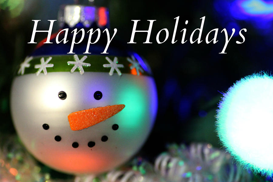 Happy Holidays Snowman Ornament Photograph by Mark J Seefeldt
