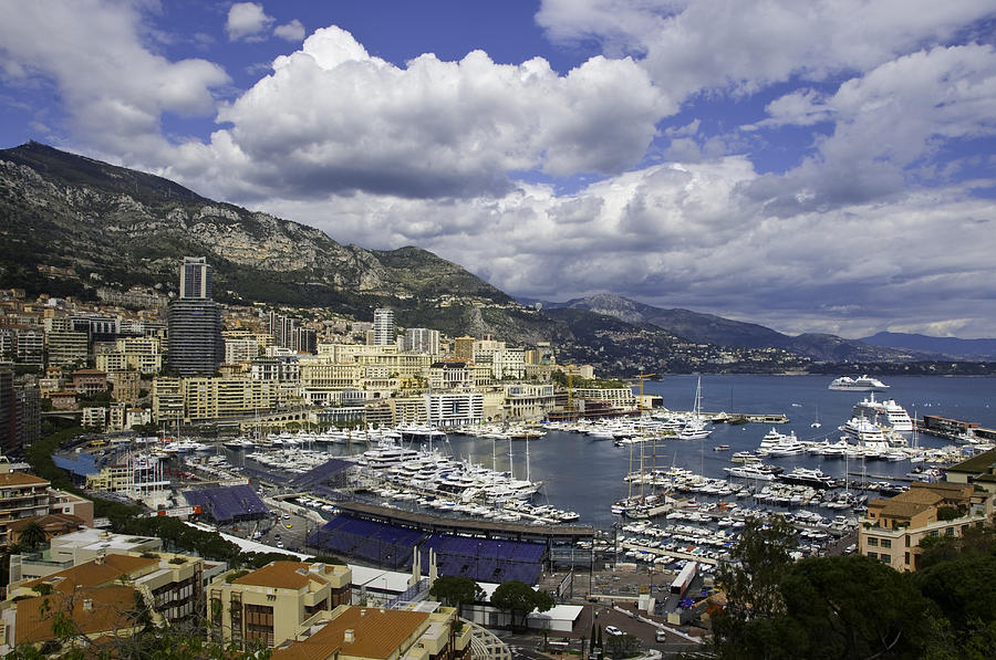 Harbor And Skyline, Monte Carlo, Monaco Photograph by Donovan Reese