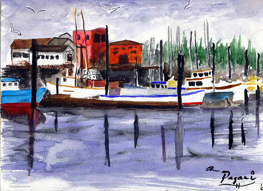 Harbor Fishing Boats Painting by Chriss Pagani