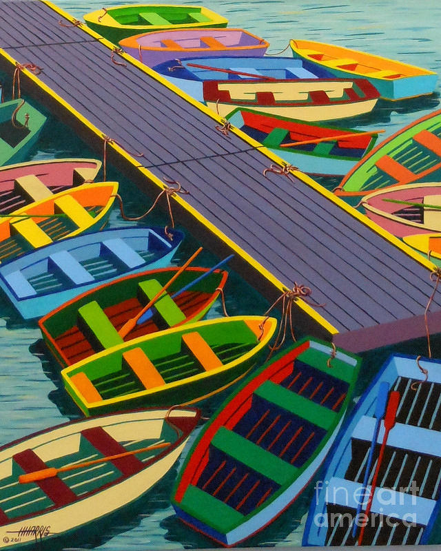 Colorful Painting - Harbor Harmony by Hugh Harris