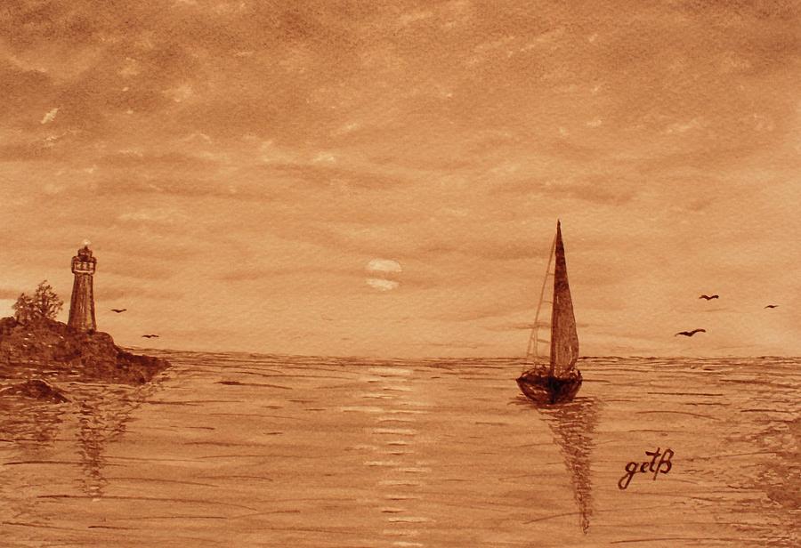 Harbor Sunset Painting by Georgeta  Blanaru