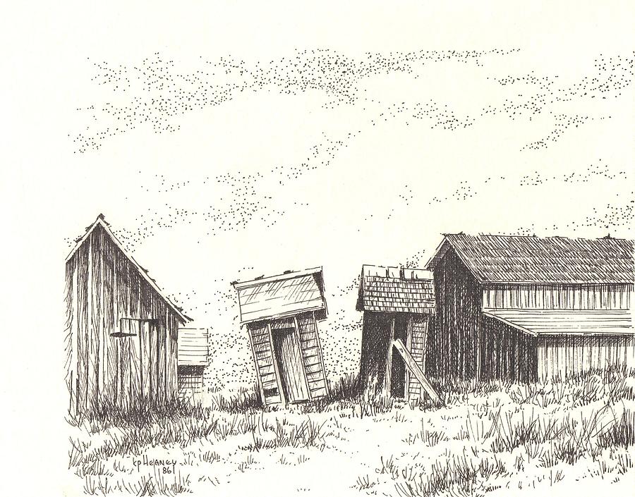 Hardman Ghost Town Oregon Drawing by Kevin Heaney