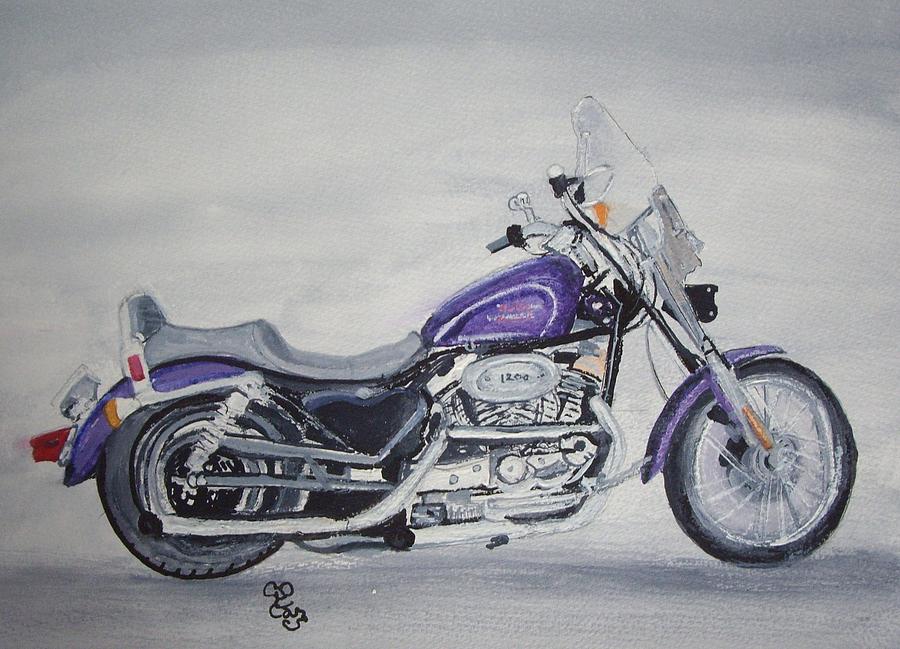 Harley Davidson Painting by Carole Robins