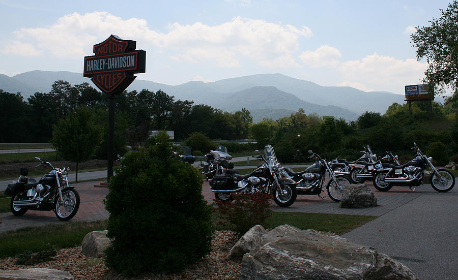 Harleys on the Mountain Photograph by Karen Harrison Brown