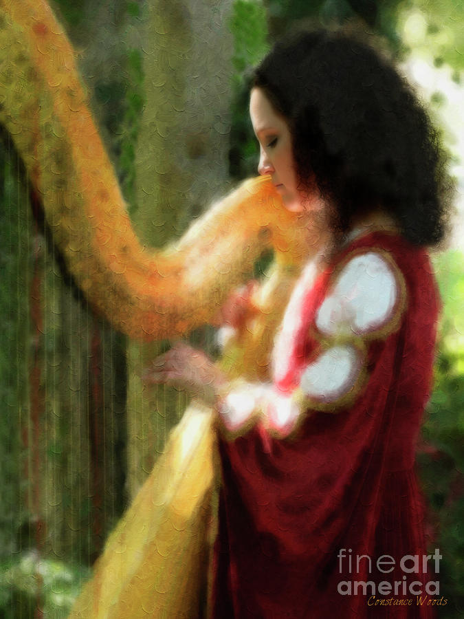 Harp Serenade In The Garden 2 Painting by Constance Woods