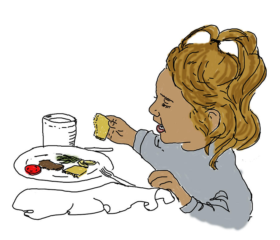 Harper Eating Drawing by Daniel Reed