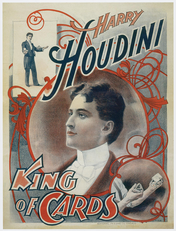 Magician Painting - Harry Houdini King of Cards by Unknown