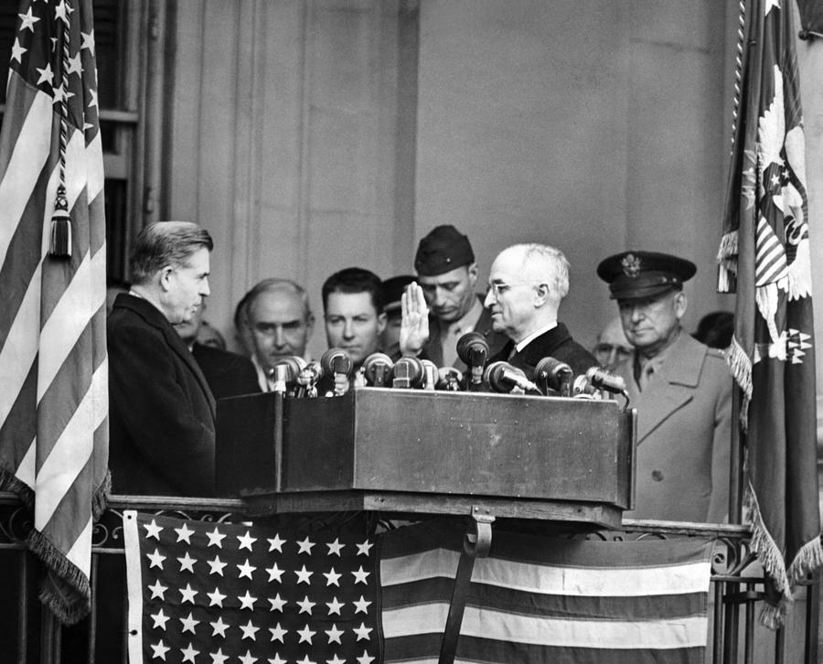 Politician Photograph - Harry Truman Is Sworn In A Vice by Everett