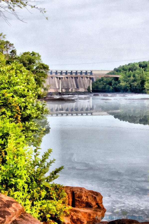 Hartwell Dam on the Savannah River Painting by Lynne Jenkins