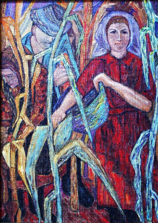 Nature Painting - Harvest of maize by Camelia Apostol