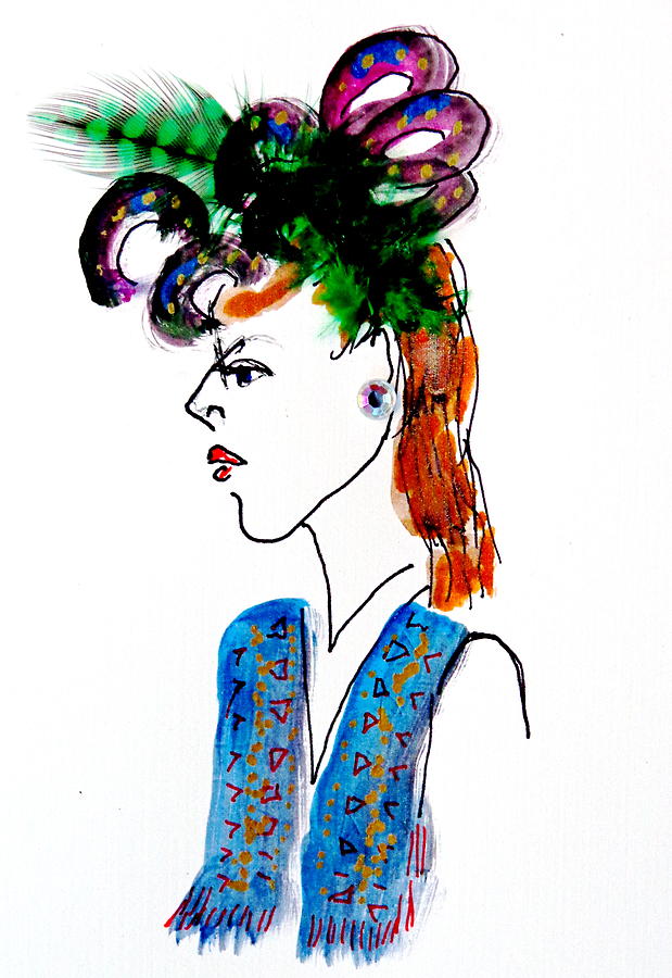 Pen And Ink Mixed Media - Hat Lady 17 by Bettye  Harwell