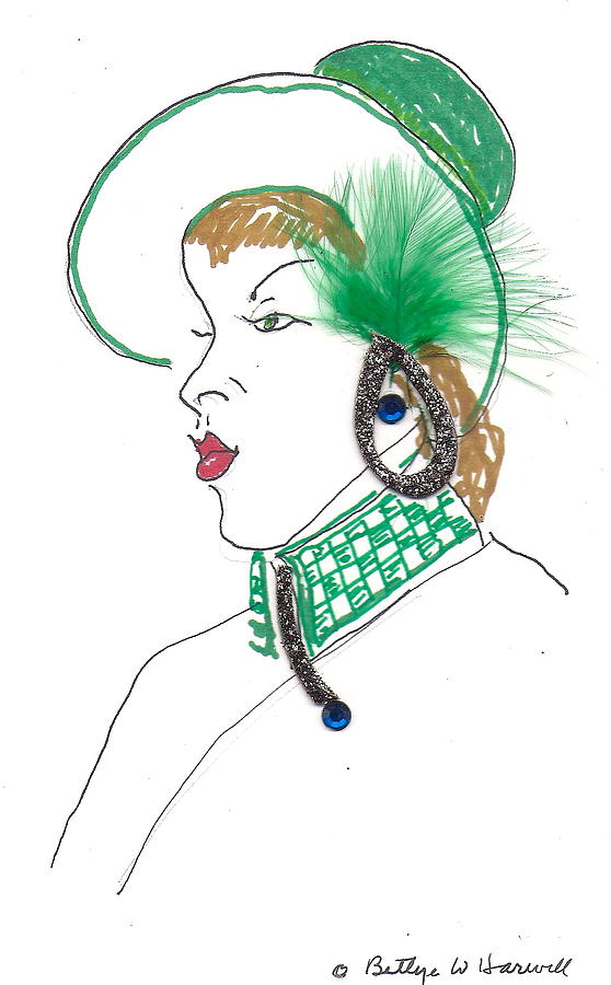 Hat Lady 3 Drawing by Bettye  Harwell