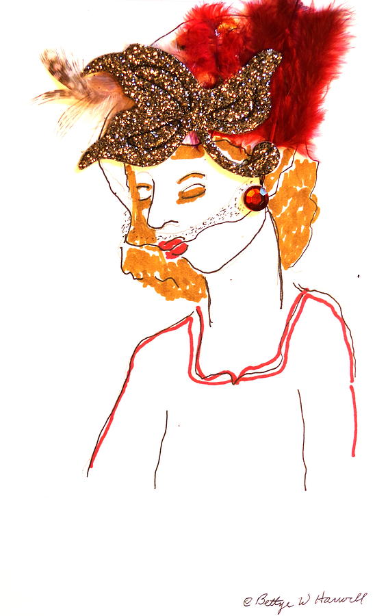 Hat Lady 5 Drawing by Bettye  Harwell