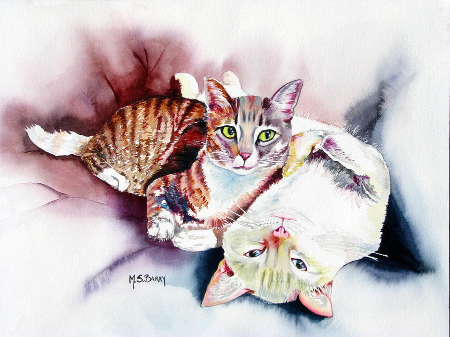 Hathaway Cats Painting by Maria Barry