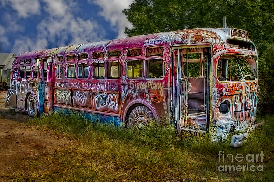 Transportation Photograph - Haunted Graffiti Bus Art by Susan Candelario