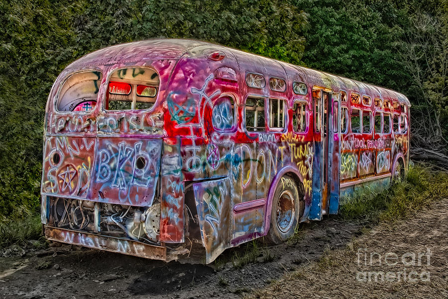 Haunted Graffiti Bus II Photograph by Susan Candelario
