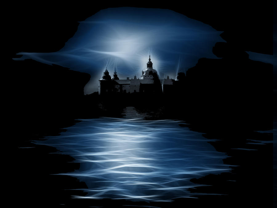Castle Digital Art - Haunted by Tilly Williams
