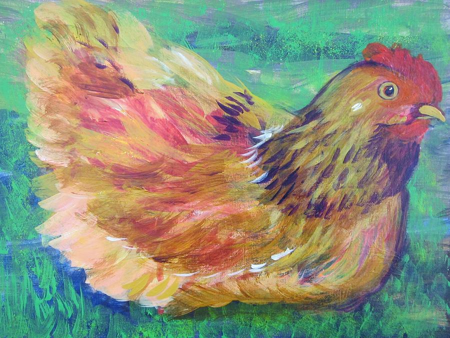 Chicken Painting - Having a Rest by Bev Hart