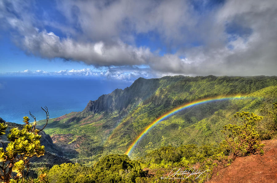 Mountain Photograph - Hawaii Rainbow 2 by Christian Jelmberg