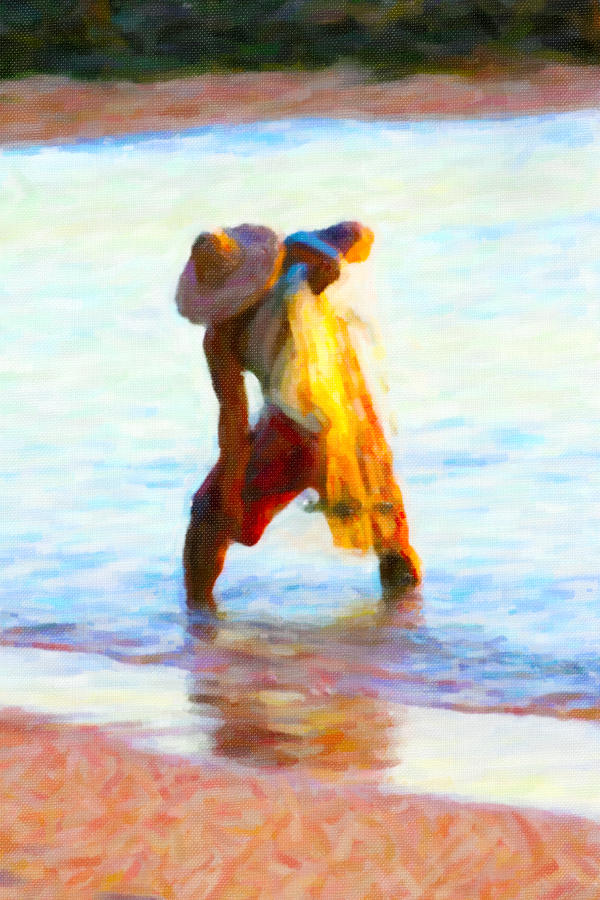 Hawaiian Fisherman Painting by Rob Tullis