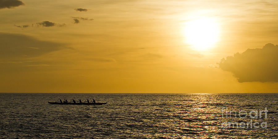 Hawaiian Outrigger Canoe Sunset Photograph by Dustin K Ryan