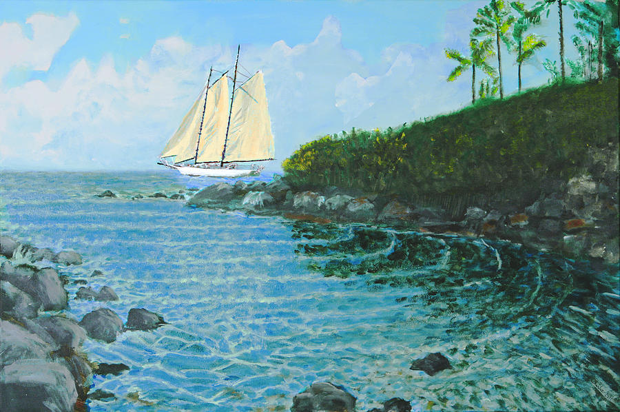 Schooner Painting - Hawaiian Vista by Charles Harris