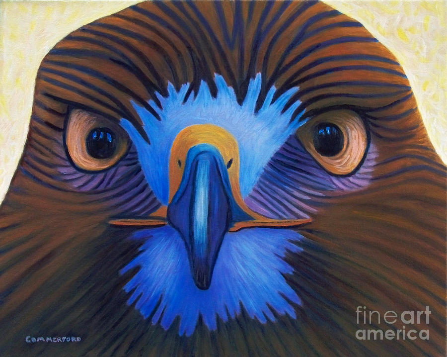 Hawk Painting - Hawk - The Messenger by Brian  Commerford