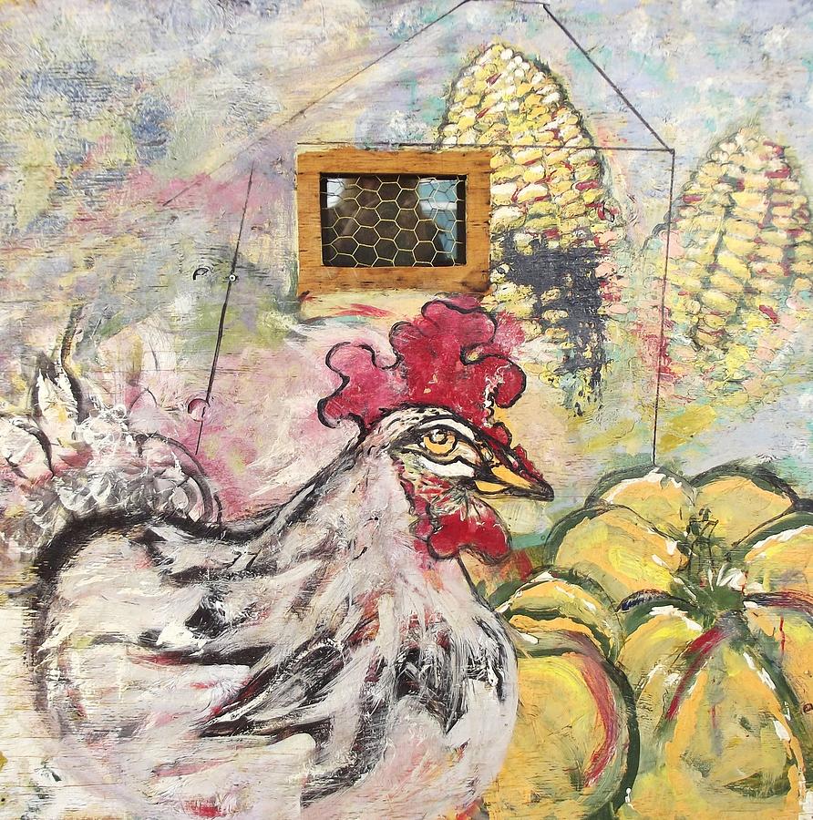 Chicken Painting - Hawk Original by Greta Redzko