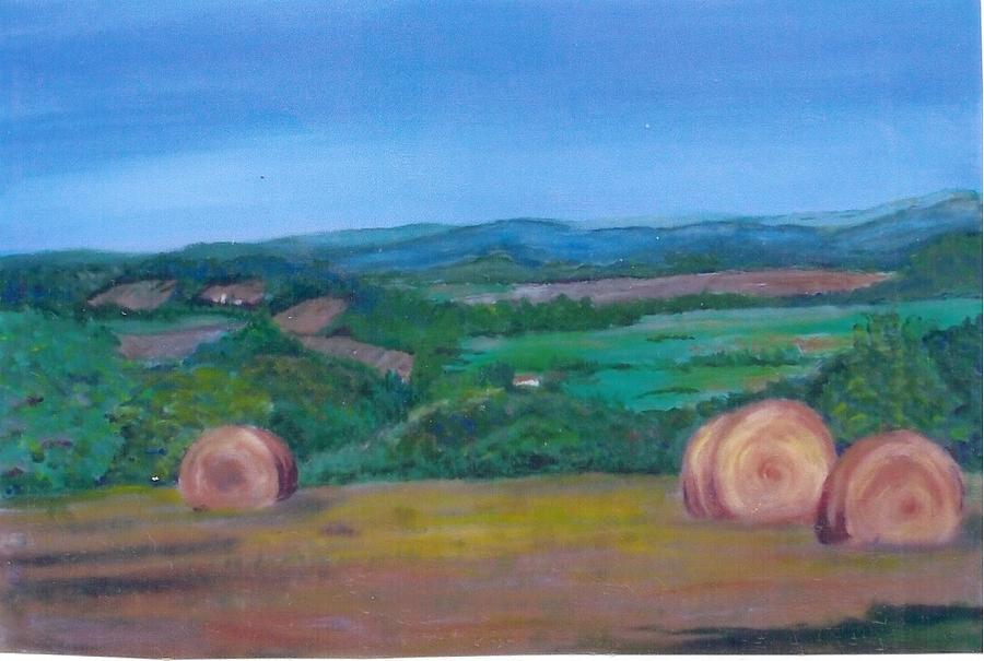 Hay Bales Painting by Christine Lathrop