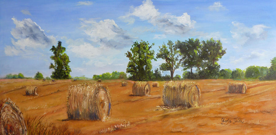 Hayfield Painting by Gloria Smith