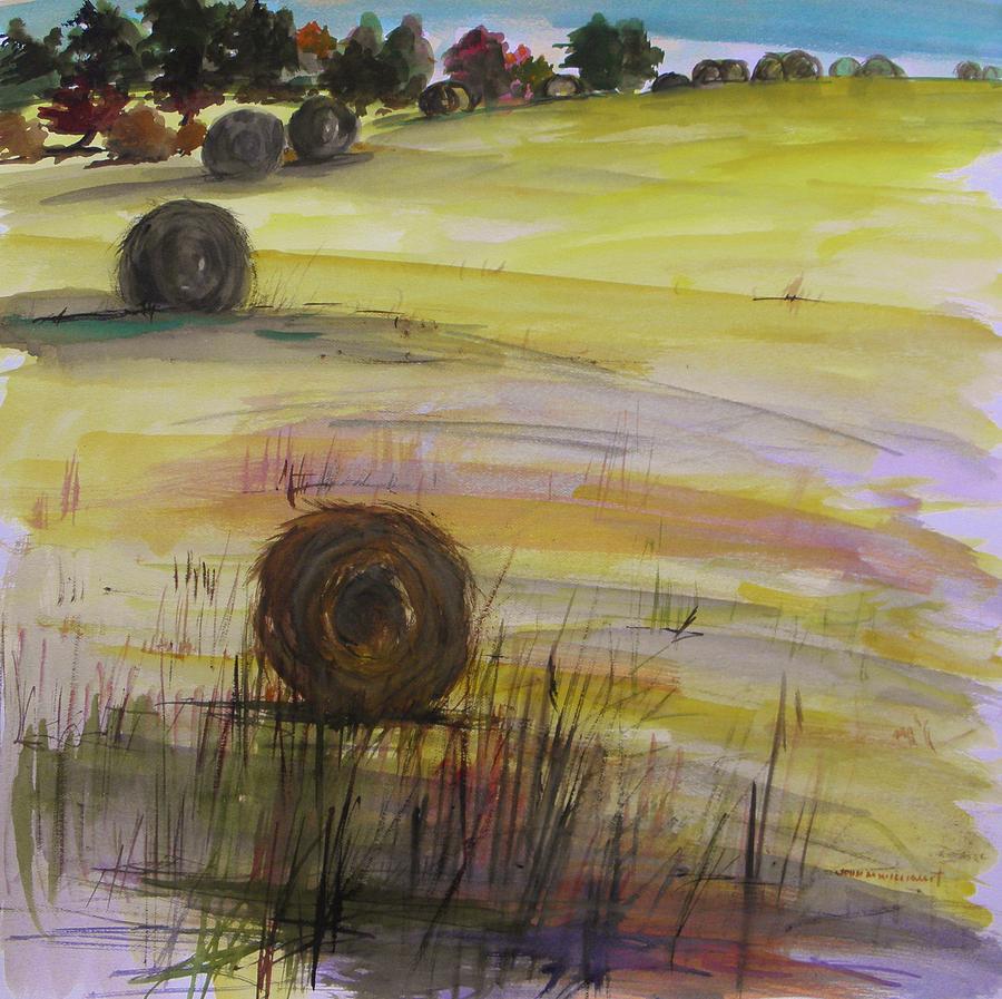 Hayrolls Along the Top of the Hill Painting by John Williams