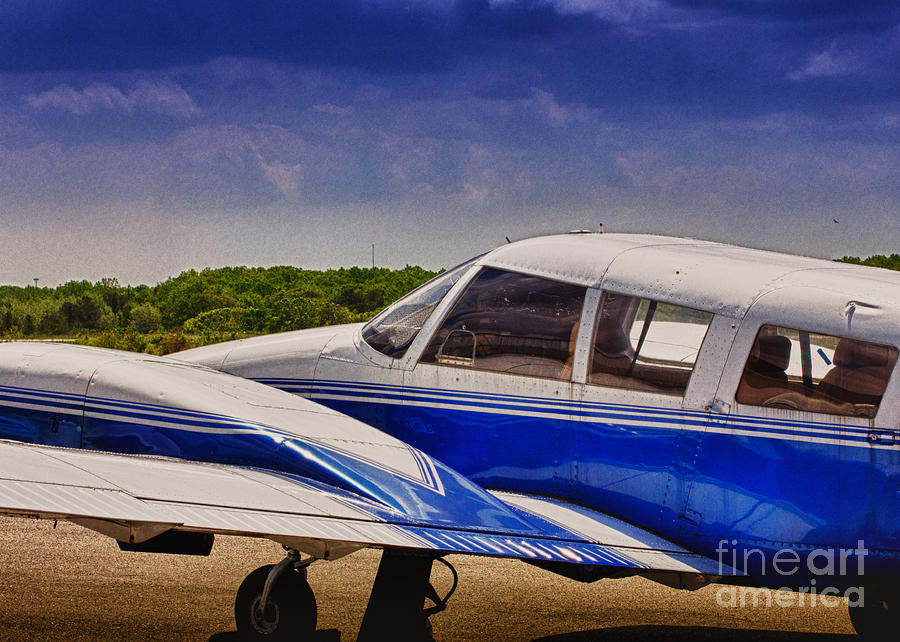 HDR Blue Bright Blue Plane Airplane Cool Photo Effect Photography at Airport Pictures Photo Aircraft Photograph by Al Nolan