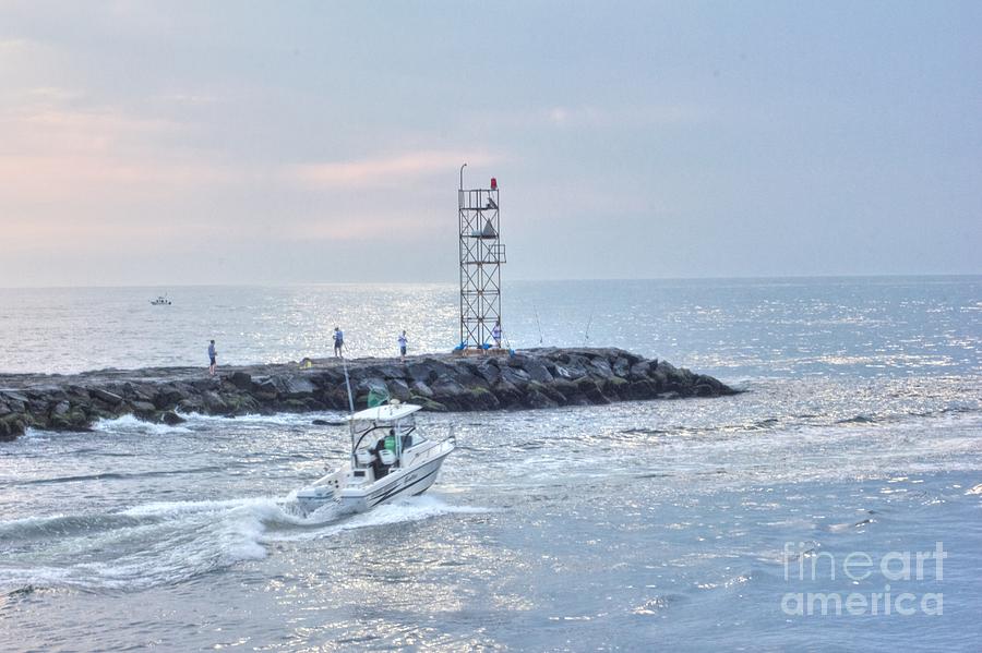 HDR Boat Boats Ocean Sea Water Fishing Lighttower  Photograph by Al Nolan