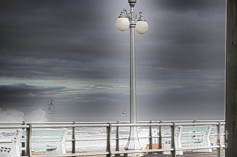 HDR Lamp Post Beach Beaches Boardwalk Ocean Sea Effect Photos Pictures Photo Picture Photography New Photograph by Al Nolan