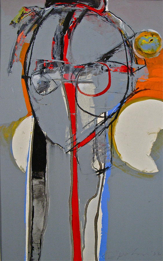 Head Gray With Red Painting by Cliff Spohn