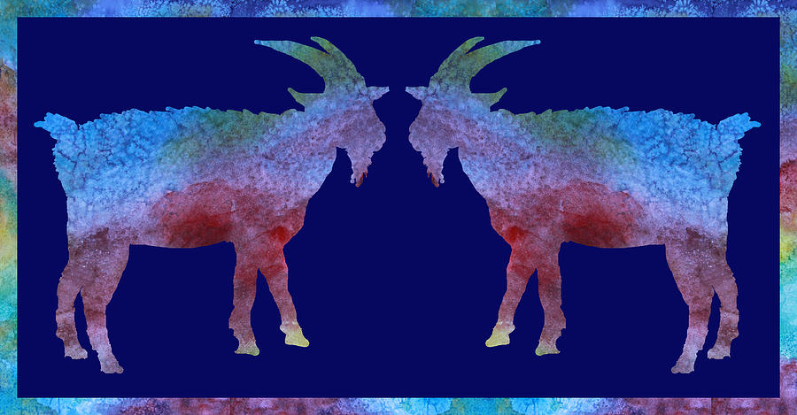 Goat Digital Art - Head to Head by Jenny Armitage