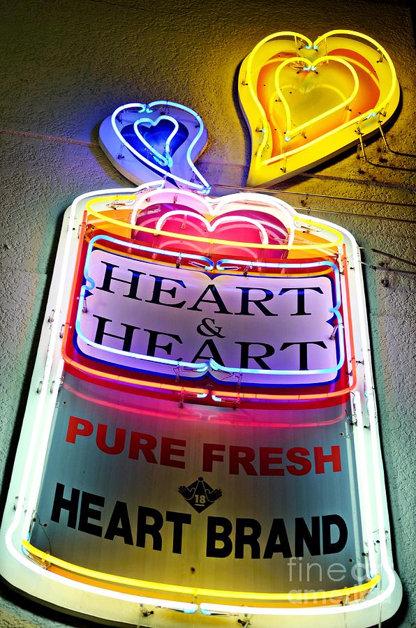 Neon Photograph - Heart and Heart Neon by Dean Harte