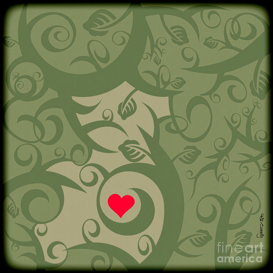 Heart And Vines Digital Art by HD Connelly