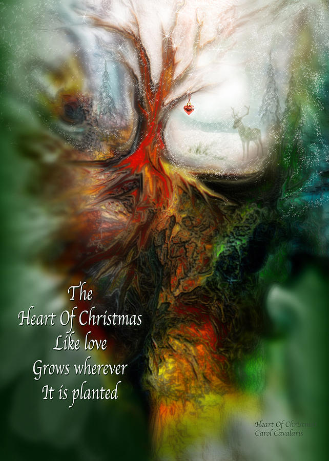 Heart Of Christmas Card Mixed Media by Carol Cavalaris