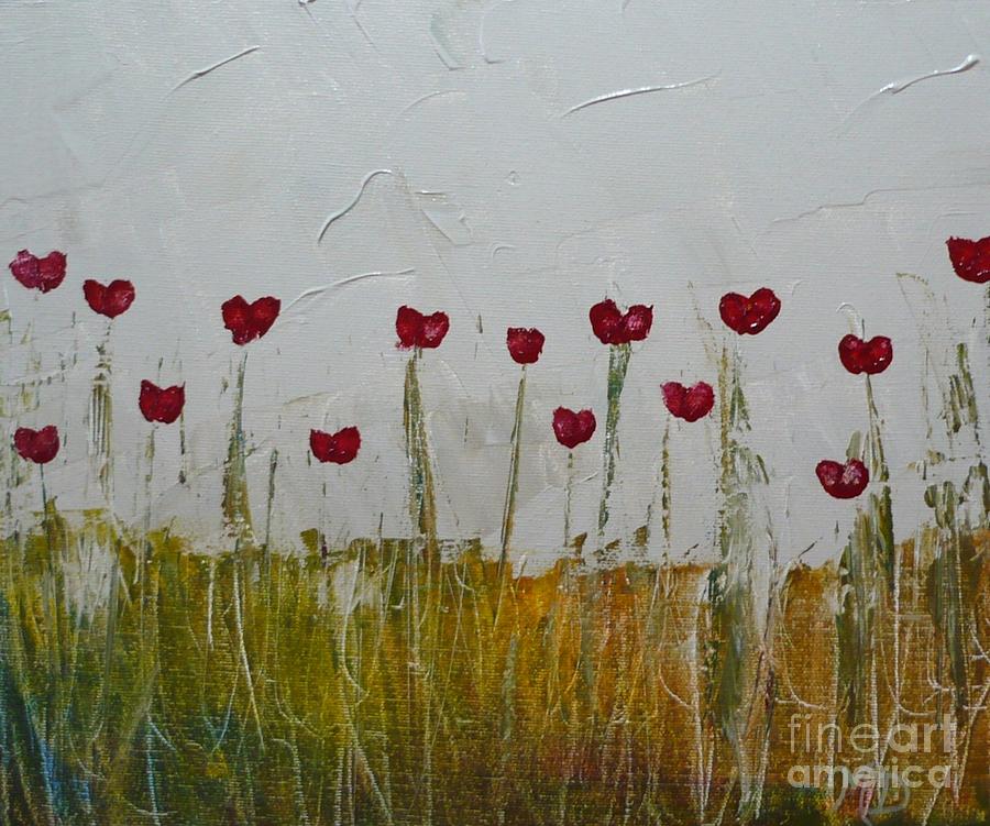 Heart Poppies Painting by Monika Shepherdson