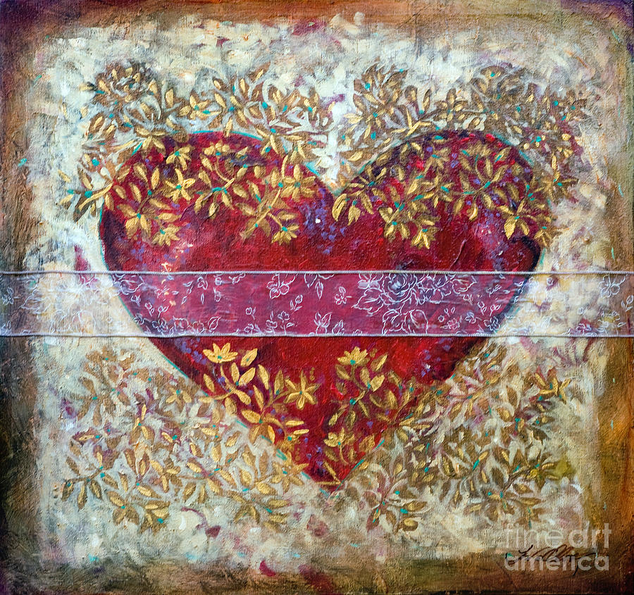 Hearts and Lace Painting by Linda Olsen
